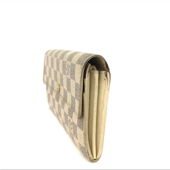 Auth Louis Vuitton Damier Azur Portefeuille Sarah Long Bifold Wallet Vintage - Picture 3 of 7